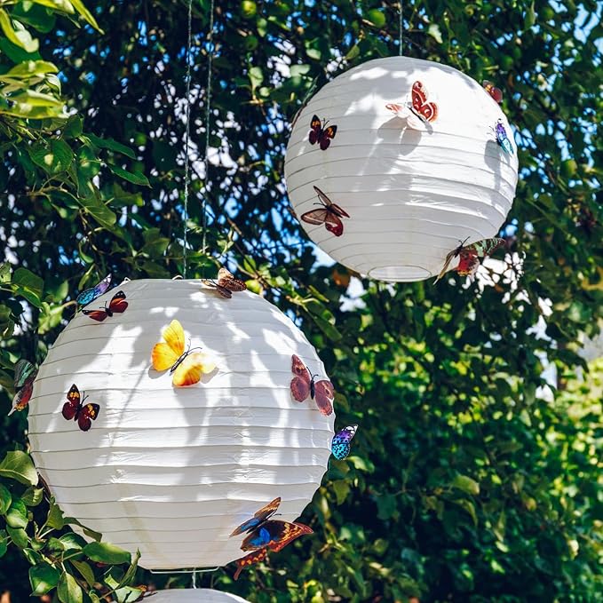 21Pcs White Paper Lanterns, 4-10in Hanging Decor - Image 5