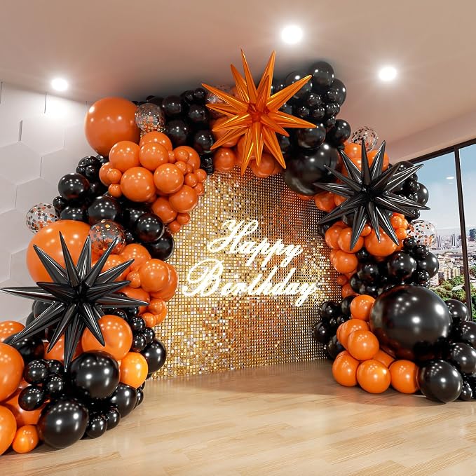 Black and Orange Balloon Arch Kit, 18 12 10 5 Inch Different Size Balloons by ADOINBY
