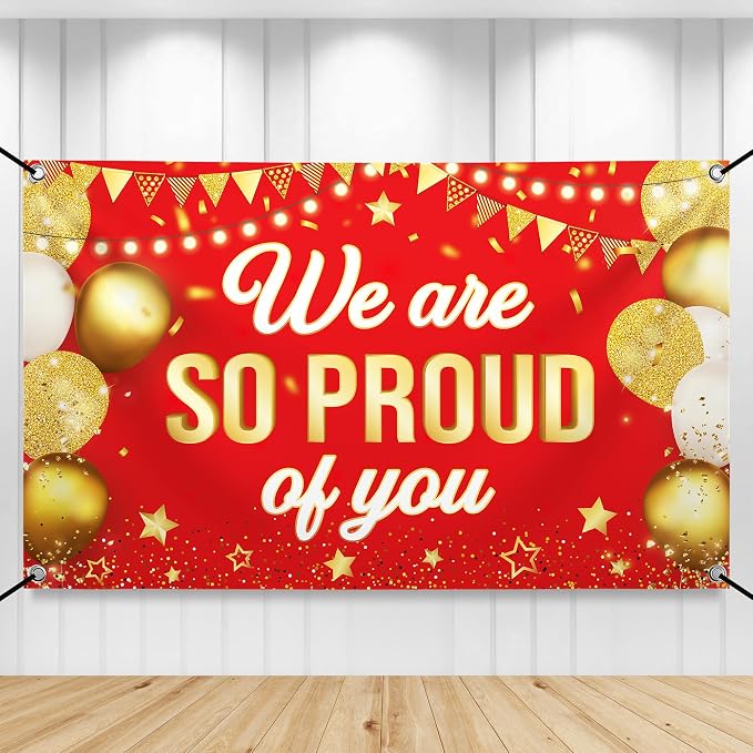 KatchOn Red We are So Proud of You Banner 72x44 Inch | Graduation Banner by KatchOn
