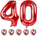 40th Birthday Balloons for Women, 40 Inch Giant Red Foil Number 40 Balloons by Lingqiang