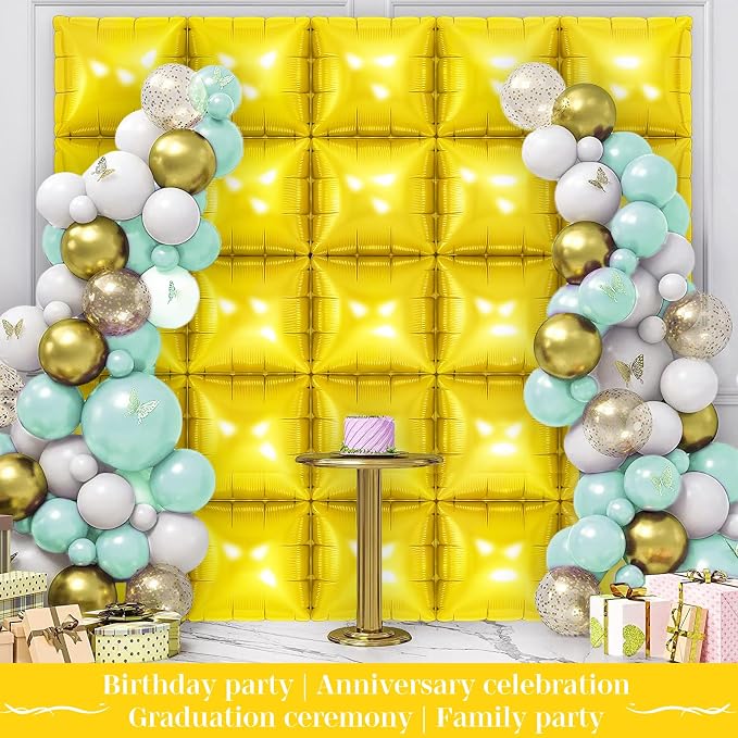 Gold Square Foil Balloons 25 Pcs Metallic Gold Balloons Wall Backdrop - Image 5