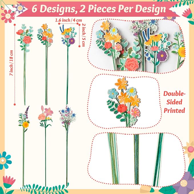 TICIAGA Spring Wildflower Decorative Picks - Image 2