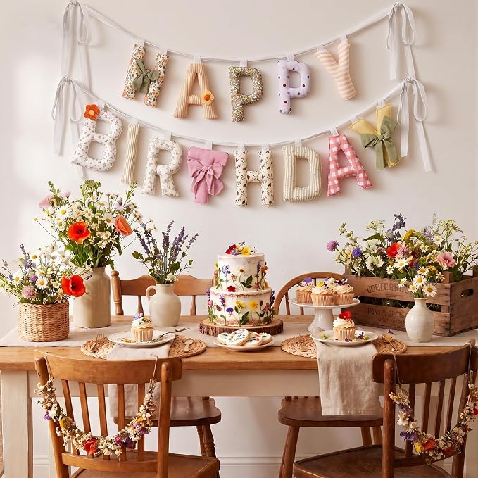 Pre-strung Happy Birthday Banner Sign Reusable Felt Happy Birthday Garland - Image 5