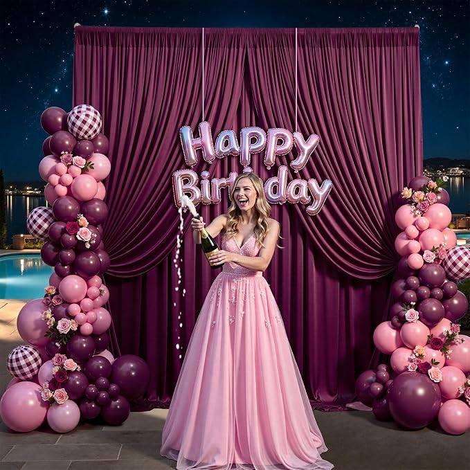 20ft×12ft Burgundy Backdrop Curtains - Image 5