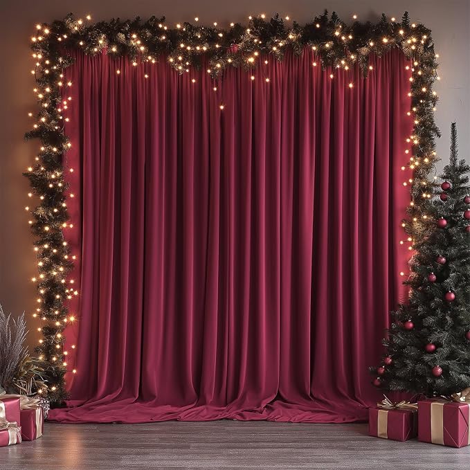 ESGOTBME 10x10ft Wrinkle Free ‌Burgundy Backdrop Curtain - Image 8