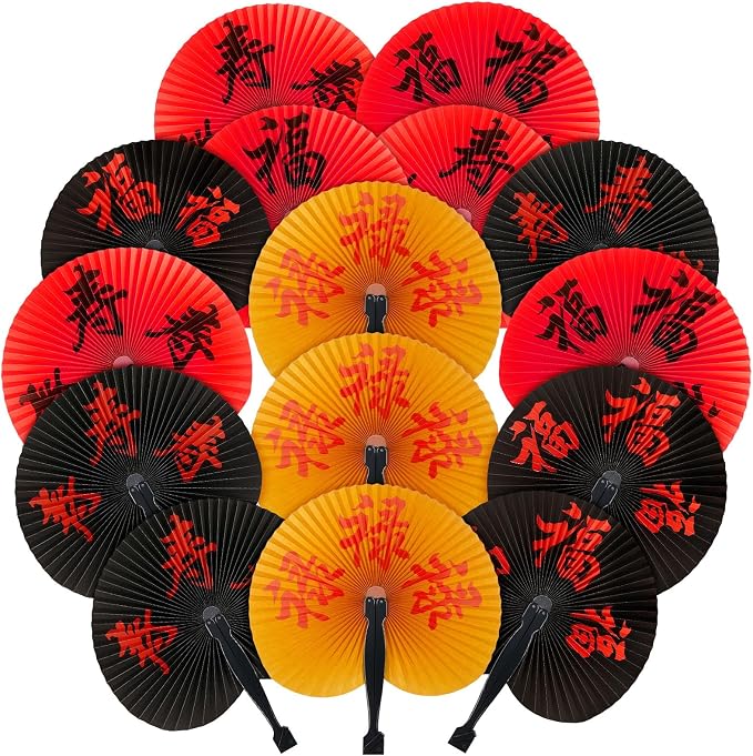 Jetec 15 Pcs Chinese Folding Hand Fans, Oriental Japanese Paper Handheld Fans by Jetec