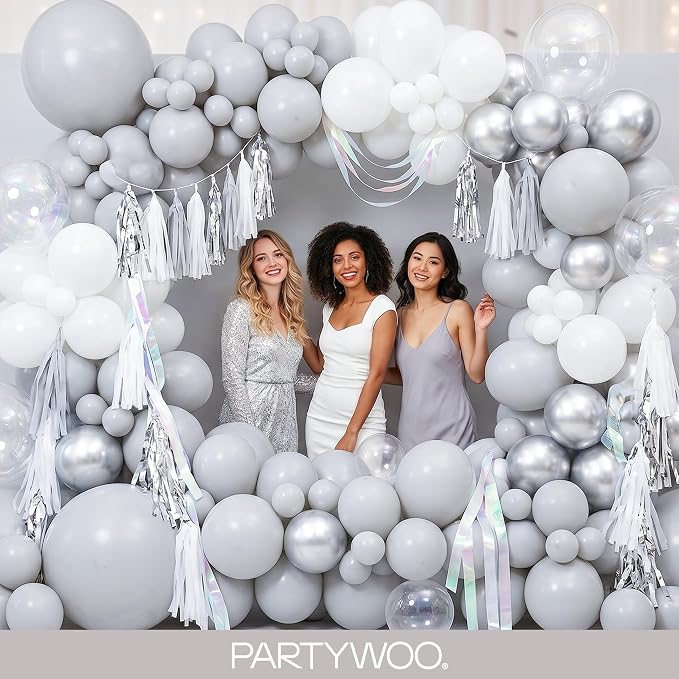 PartyWoo Gray Balloons 155pcs Different Sizes Pack of 18 12 10 5 Inch Matte - Image 5