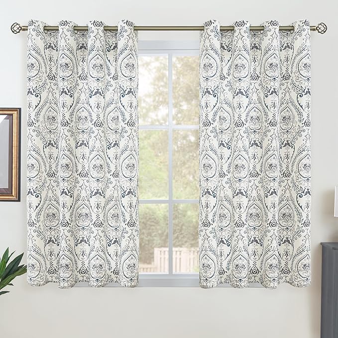 54 inch Length Linen Curtains for Living Room, Light Filtering Semi Sheer Linen by LAMIT