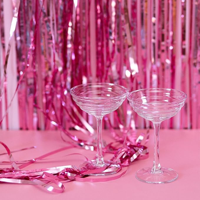 5 Pack Pink Fringe Foil Curtain 3.2ft x 8.2ft Tinsel Backdrop Streamers - Image 7