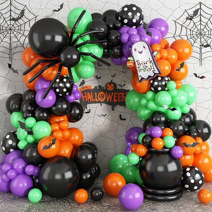 Halloween Balloon Arch Garland Kit, Big DIY Spider Balloon, Ghost Skull Foil by Jobkoo