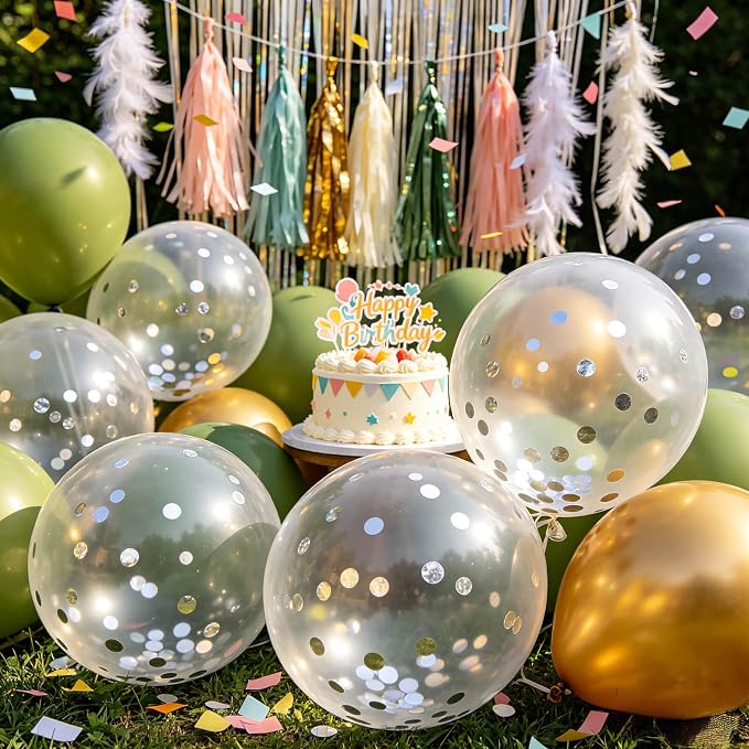 100pcs Silver Confetti Balloons 12 inch | Clear Latex balloon - Image 3