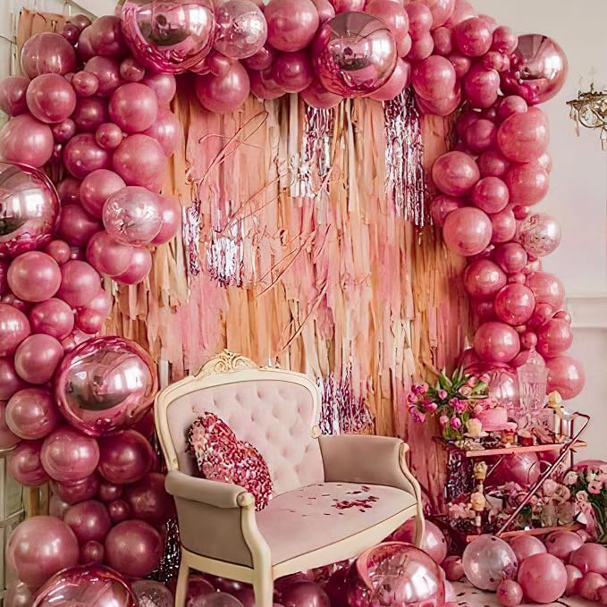PartyWoo Metallic Pink Balloons 50pcs Chrome Hot Pink Magenta Fuchsia Color | - Image 5