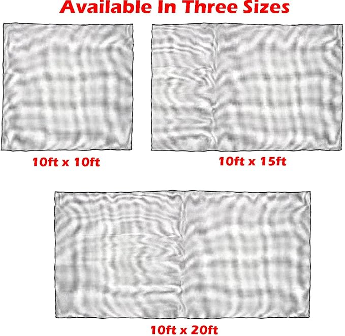 10ft, 15ft, 20ft Strong Durable Frequent Use Multi-Sports Barrier Net with Around Finished Seam Hitting Practice Nylon Netting High Impact in/Outdoor for Golf Baseball Hockey Soccer