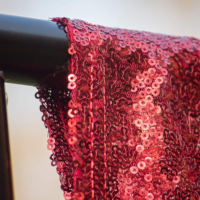 JYFLZQ Burgundy Sequin Backdrop Curtains 8ft x 8ft 1 Panel Glitter Photo Booth - Image 6