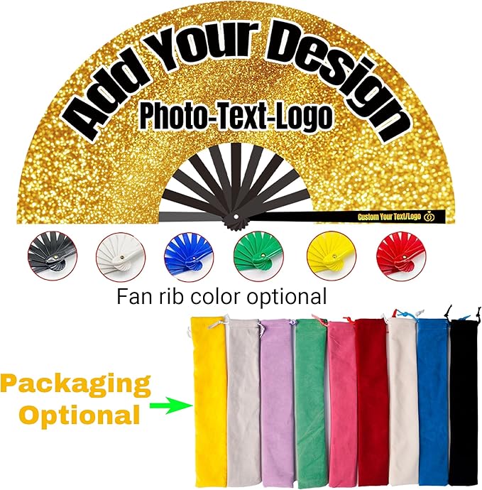 Custom Fans with Your Photo/Text - Personalized Folding Hand Fan for Line Dancing, Weddings, Parties | Decorative Gift for Women, Church Events & Dance Performances (20, 13 Inch)