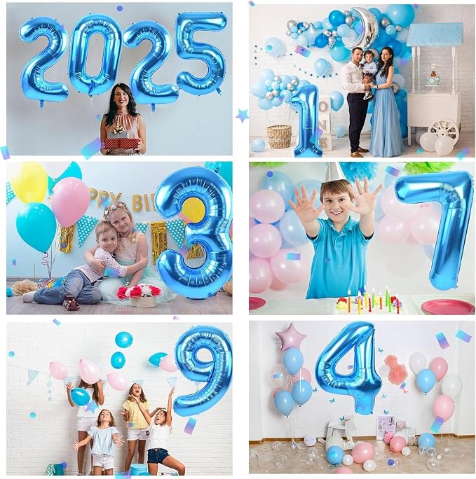 40 inch Blue Number Balloon Giant Foil Helium Balloons Blue Number 5 Balloon - Image 3