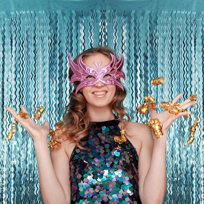 GOER 3.2 ft x 6.5 ft Metallic Tinsel Foil Fringe Curtains Party Photo Backdrop - Image 8