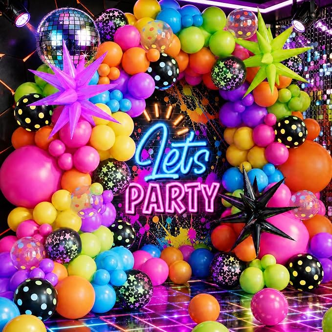 Neon Balloon Garland Arch Kit Neon Birthday Party Decorations | Hot Pink Orange by Unknown