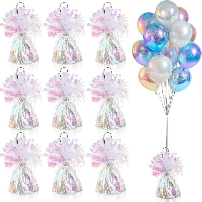 9 PCS Metallic Wrapped Balloons Weights Opalescent Helium Balloon Weight by SPFYunion