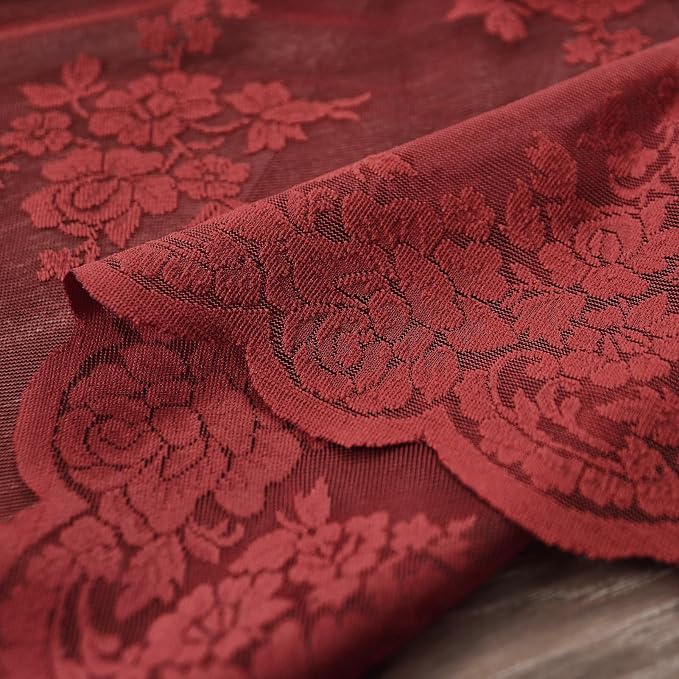 Kotile Short Burgundy Lace Curtains - Image 7