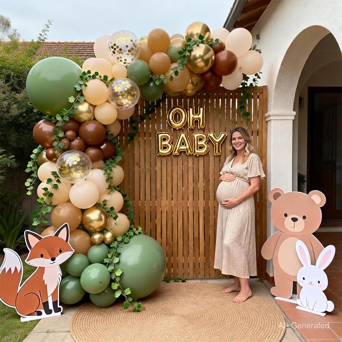 Sage Green Brown Gold Balloons Arch Kit, Party Decorations | Tan Nude Sand White - Image 5
