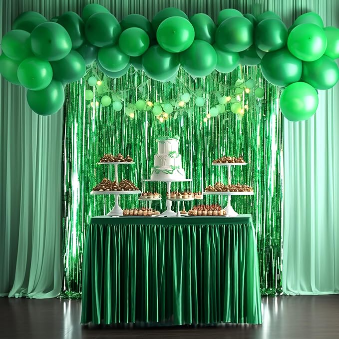 4 Packs Green Foil Fringe Curtain, Baby Shower, Hawaiian Luau, Dinosaur Jungle - Image 4