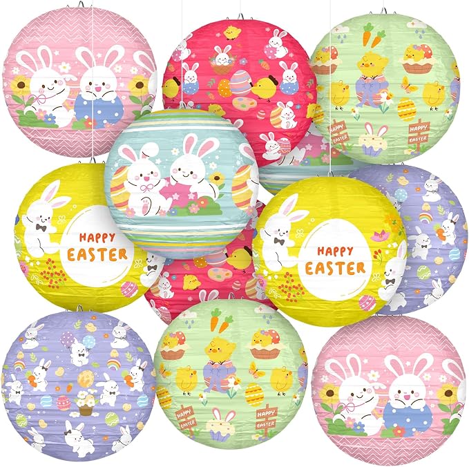 Panelee 12 Pcs Easter Paper Hanging Lanterns Party Decorations 8 Inch Pastel by Panelee
