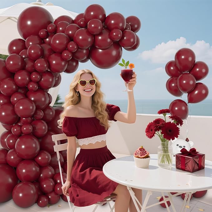 164Pcs Burgundy Balloons Garland Arch Kit Different Sizes | 18 12 10 5 inch - Image 6