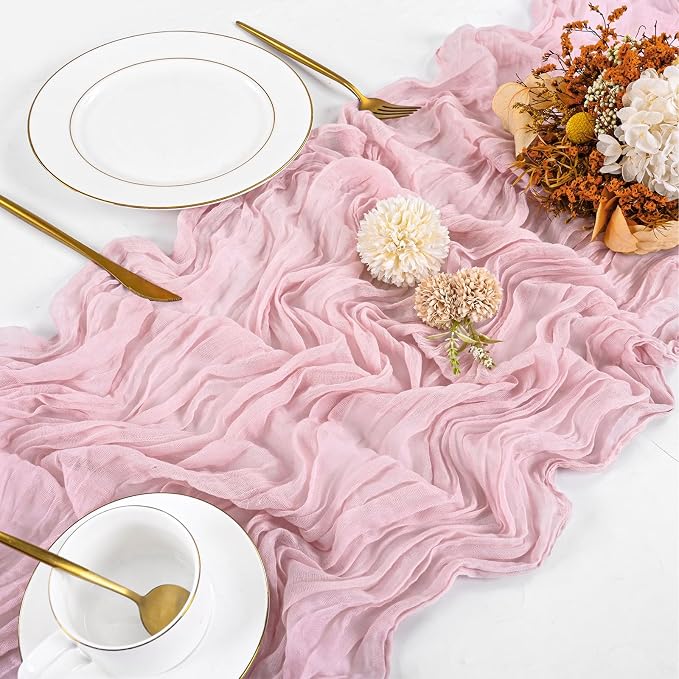 10 Pack Light Pink Cheesecloth Table Runner 17x108 Inch Boho Gauze Cheese Cloth - Image 4