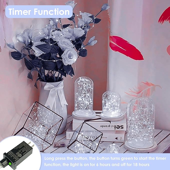 66Ft 200LED Fairy Lights Plug in, Waterproof String Lights Outdoor & Indoor 8 Modes with Timer, Christmas Light Bedroom Decor, Twinkle Light for Girl's Room Garden Christmas Decorations (Cool White)