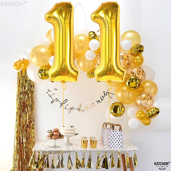 KatchOn Gold Number 11 Balloon 40 Inch, 11th Birthday Balloon Decor | 11th - Image 4