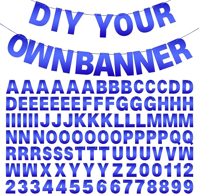DIY Banner Kit with Letters Bright Blue Customizable Birthday Banners by mifengda