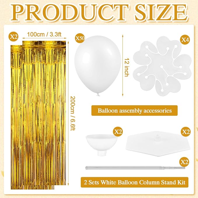 Gejoy 2 Set White and Gold Graduation Decorations Graduation Balloon Column - Image 2