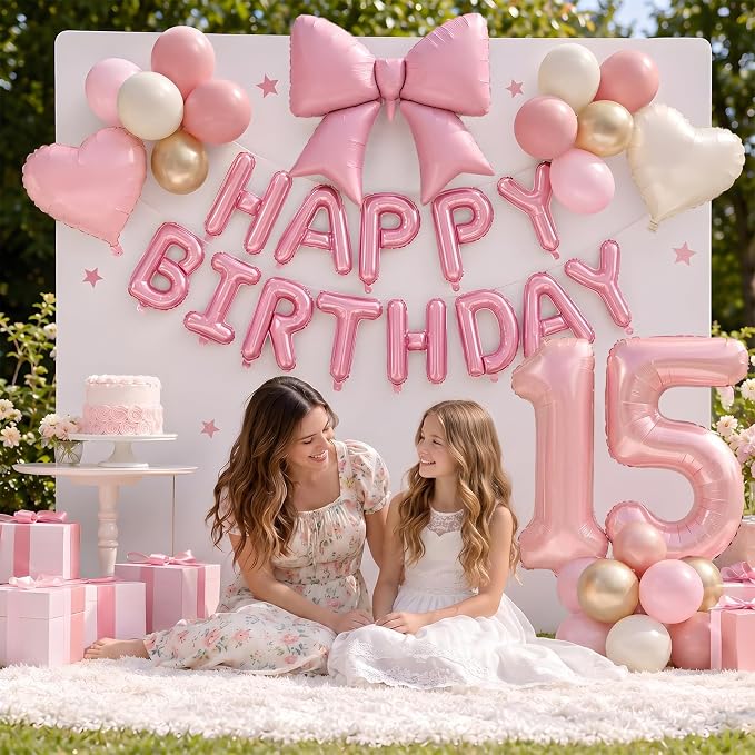 Dusty Pink Number 15 Balloon, 15th Birthday Decorations - Image 5