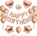 CANREVEL Happy Birthday Banner Decoration + 30pcs Star Balloons, Rose Gold | by CANREVEL