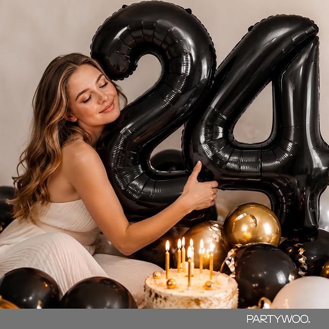 PartyWoo Number Balloons 40 Inch Black Number 4 Kit 25pcs - Image 8