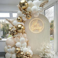 White and Gold Balloon Arch Kit by PUFFLD