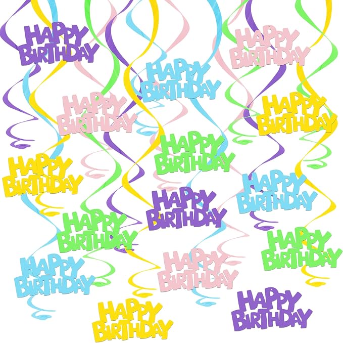 BEISHIDA 15 Pcs Pastel Happy Birthday Hanging Swirl Decorations, Kids Boys by Beishida