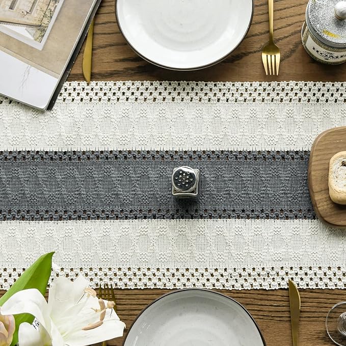 Artoid Mode Dark Grey Farmhouse Rustic Table Runner 12x108 Inch | Seasonal - Image 3
