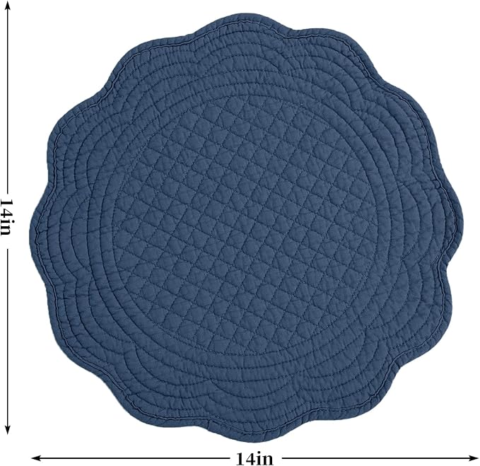 HOMBYS Quilted Placemats Set of 6 Washable Round Placemats - Image 2