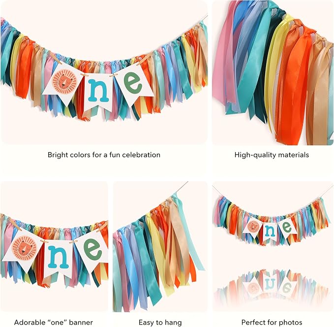 Jungle Lion 1st Birthday Highchair Banner - Image 6