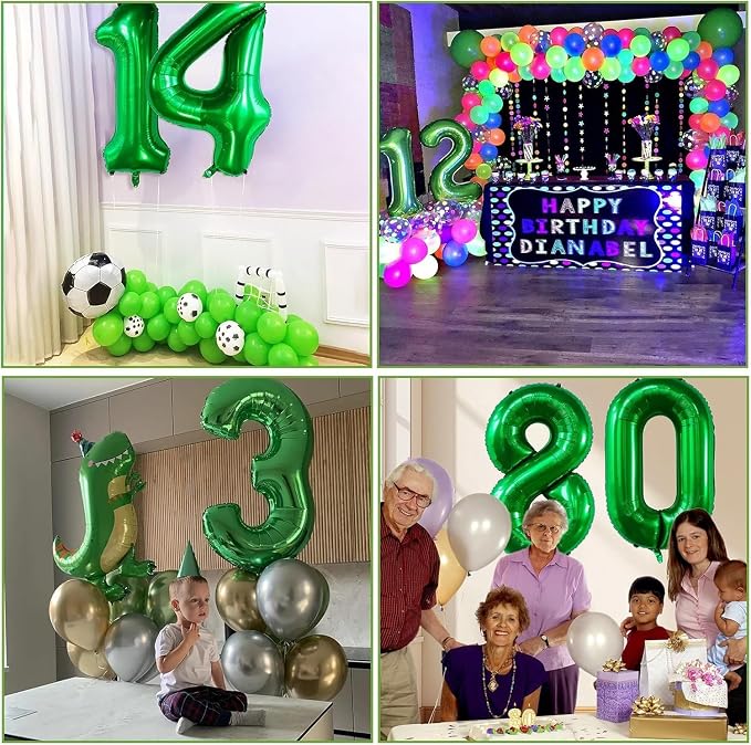 Green Number Balloons, 40 Inch Dark Green Balloon 8.8 Helium Balloon 8th - Image 3