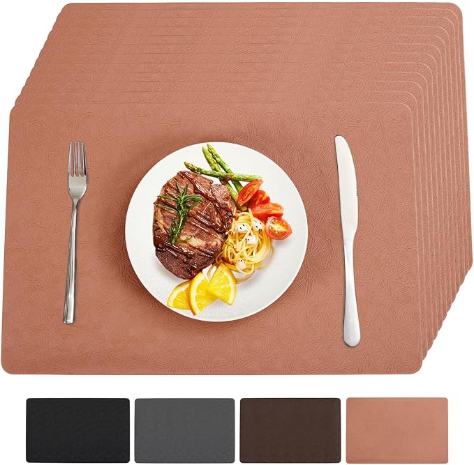 Vinyl Placemats Set of 12 Heat Resistant Easy Clean Non-Slip Place Mats by BxzanDya-LifeSmartMaker