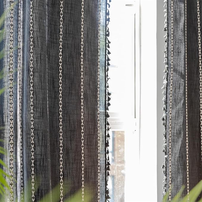 RoomTalks Black Boho Farmhouse Curtains - Image 4