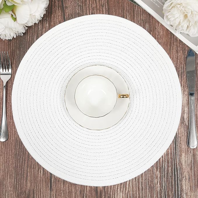 SHACOS Round Braided Placemats Set of 6 Round Table Mats - Image 6