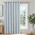 Beauoop Blue Floral Jacquard Blackout Sliding Door Curtains 100x84 1 Set | by Beauoop