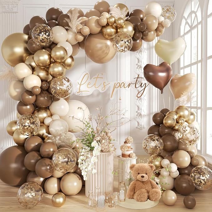 Brown Gold Balloon Garland Arch Kit, 18 12 10 5 inch Different Sizes Brown by Futureferry