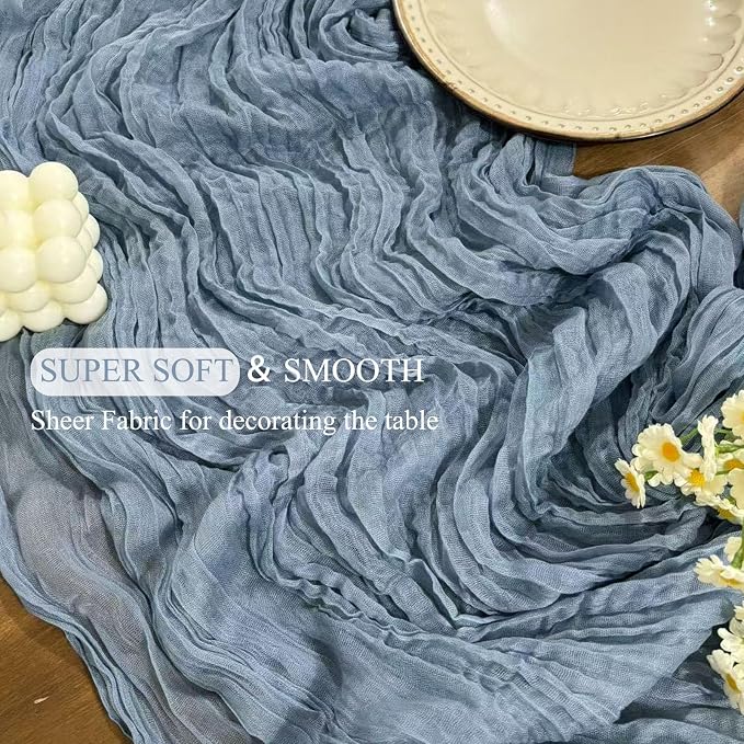 6Pack Dusty Blue Cheesecloth Table Runner 20 x 120 inch Gauze Table Runner | - Image 7