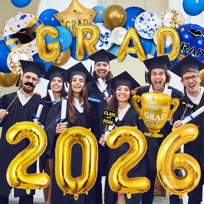 125 PCS Blue and Gold Graduation Party Decorations, 2026 Graduation Decorations - Image 8