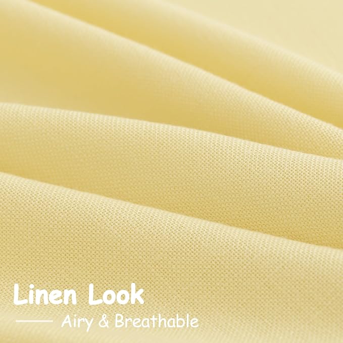 Yellow Linen Semi Sheer Curtains 120 Inches Long 2 Panels Set Back Tab Loop - Image 5